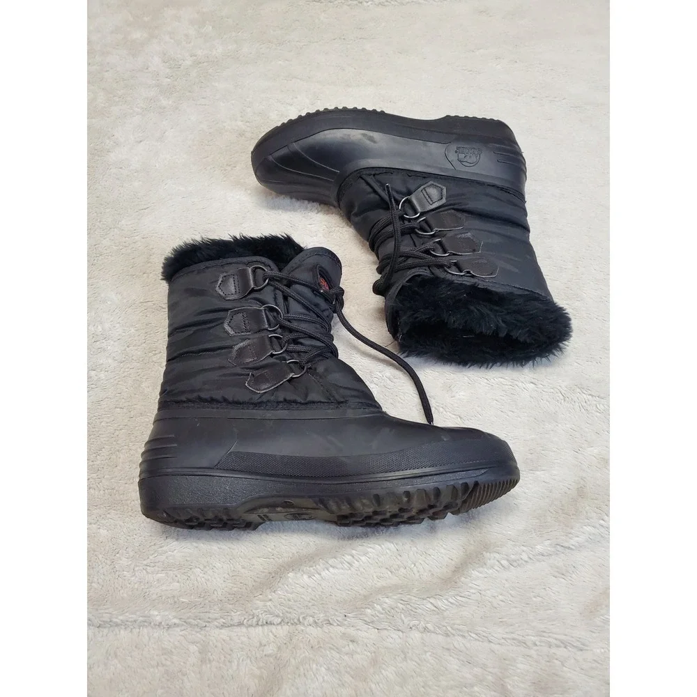 Sorel Black Puffer Fuzzy Snow Winter Boots Women 8 Casual Cozy Gorpcore Outdoor